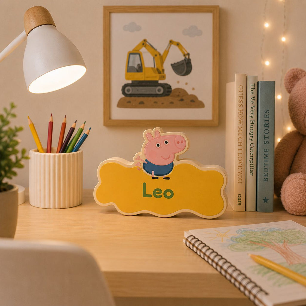 Personalised Peppa Pig™ George Desk Sign – lifestyle