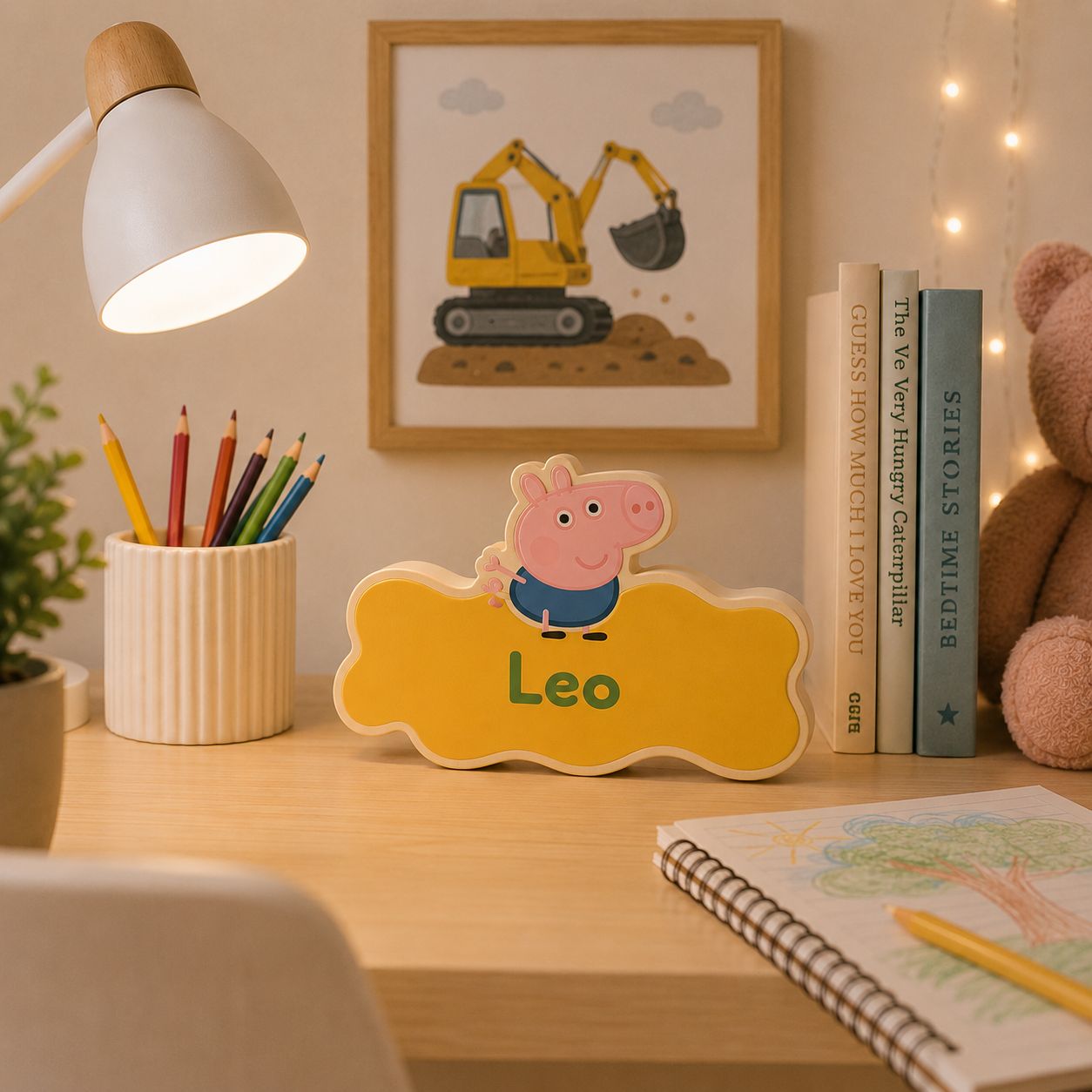 Personalised Peppa Pig™ George Desk Sign – lifestyle