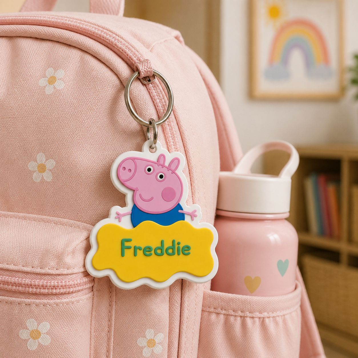 Personalised Peppa Pig™ George Keyring – lifestyle