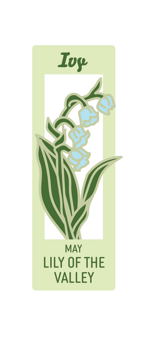 Personalised Kew monthly flower bookmark