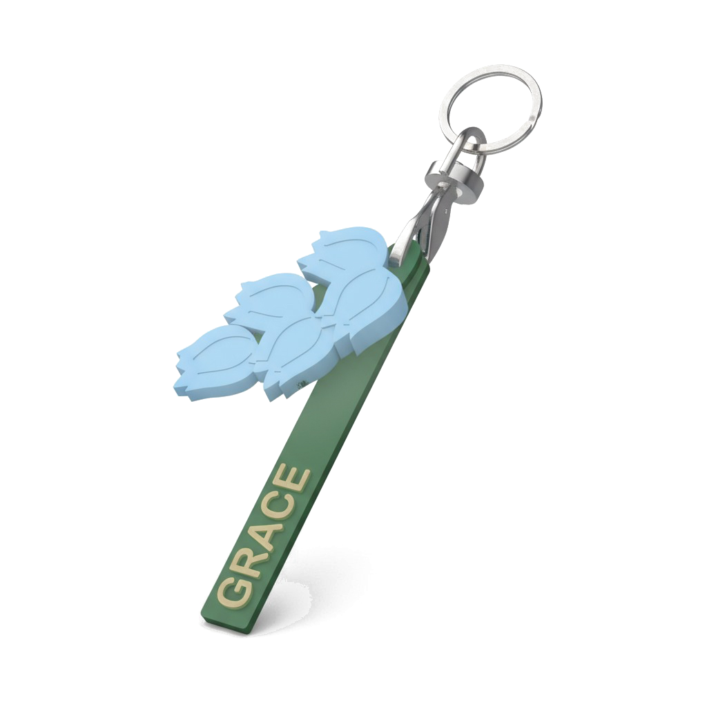 Personalised Kew monthly flower keyring