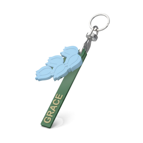 Personalised Kew monthly flower keyring